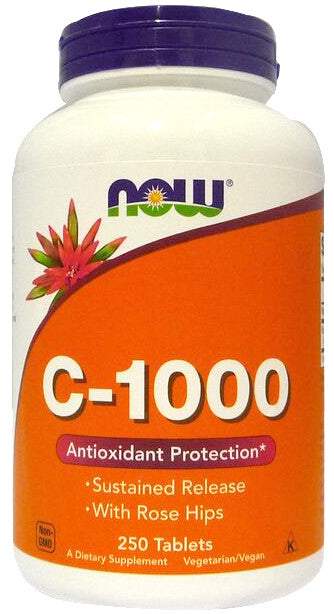 Now Foods Vitamin C-1000 with Rose Hips, Sustained Release, 250 Tablets