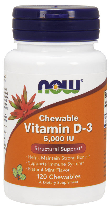 Now Foods Vitamin D-3 5000 IU (Chewable), 120 chewables