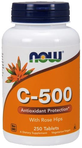 Now Foods Vitamin C-500 with Rose Hips, 250 Tablets