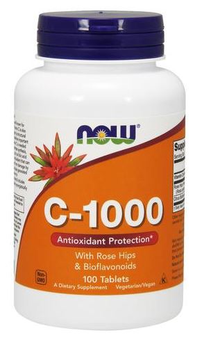 Now Foods Vitamin C-1000 with Rose Hips & Bioflavonoids, 100 Tablets