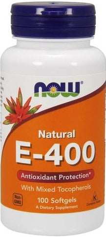 Now Foods Vitamin E-400, Natural (Mixed Tocopherols), 100 Softgels