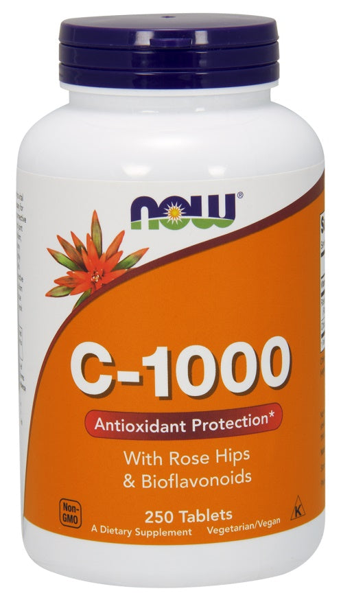 Now Foods Vitamin C-1000 with Rose Hips & Bioflavonoids, 250 Tablets