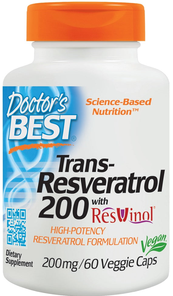Doctor's Best Trans-Resveratrol with ResVinol-25 200mg, 60 vCapsules