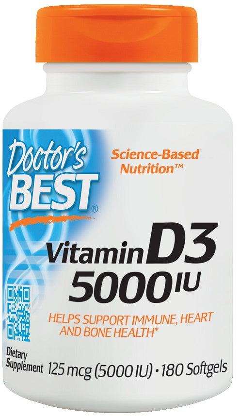 Doctor's Best Vitamin D3 5000 IU, 180 Softgels