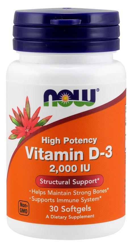 Now Foods Vitamin D-3 2000 IU, 30 Softgels