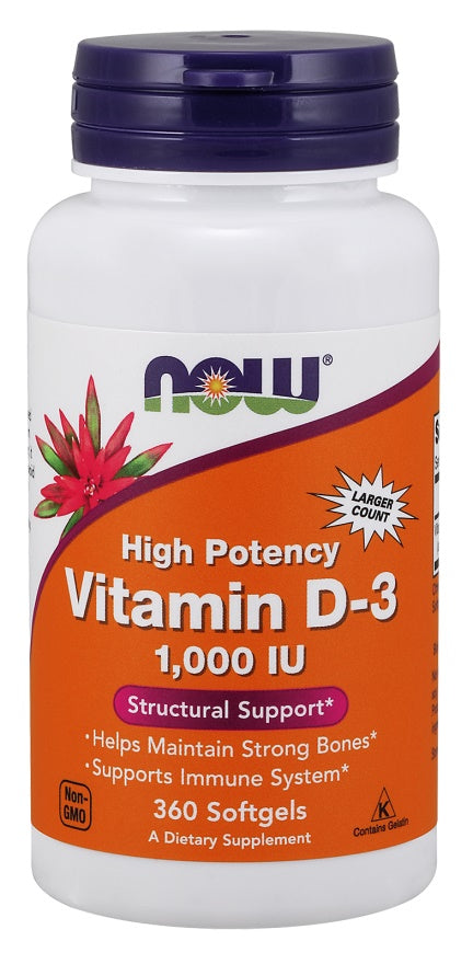 Now Foods Vitamin D-3 1000 IU, 360 Softgels