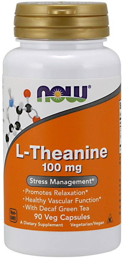 Now Foods L-Theanine with Decaf Green Tea 100mg, 90 vCapsules
