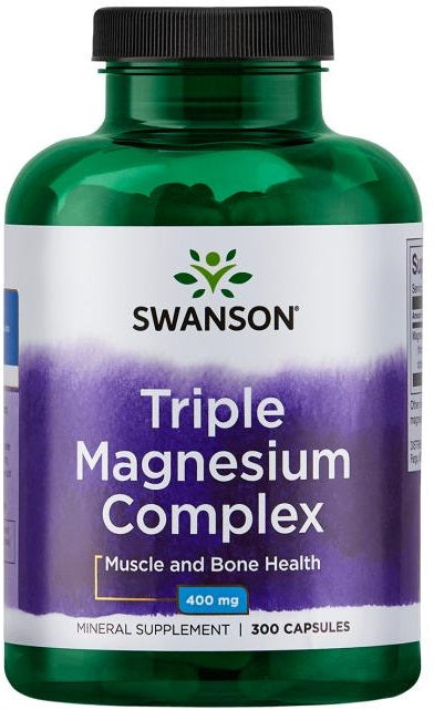 Swanson Triple Magnesium Complex 400mg, 300 Capsules