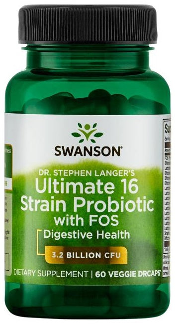 Swanson Dr. Stephen Langer's Ultimate 16 Strain Probiotic with FOS 3.2 Billion CFU, 60 vCapsules