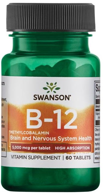 Swanson, Vitamin B12 Methylcobalamin 5000mcg High Absorption, 60 Tablets