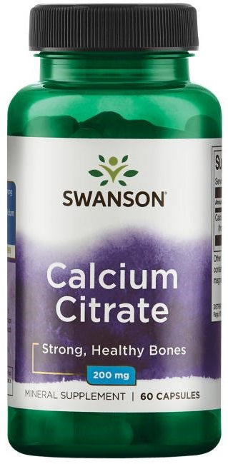 Swanson Calcium Citrate 200mg, 60 Capsules