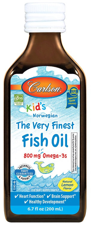 Carlson Labs Kid's The Very Finest Fish Oil 800mg Natural Lemon, 200 ml.