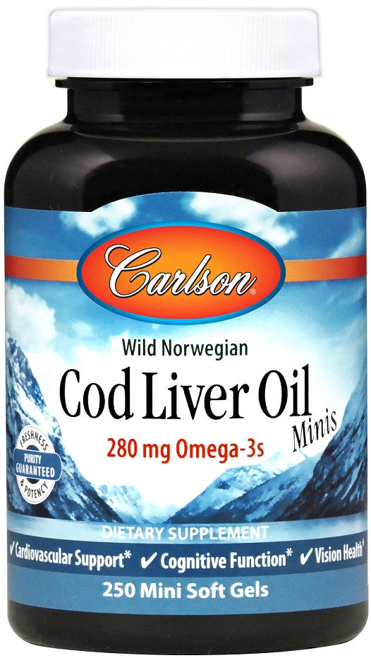 Carlson Labs Cod Liver Oil Minis 280mg, 250 mini Softgels