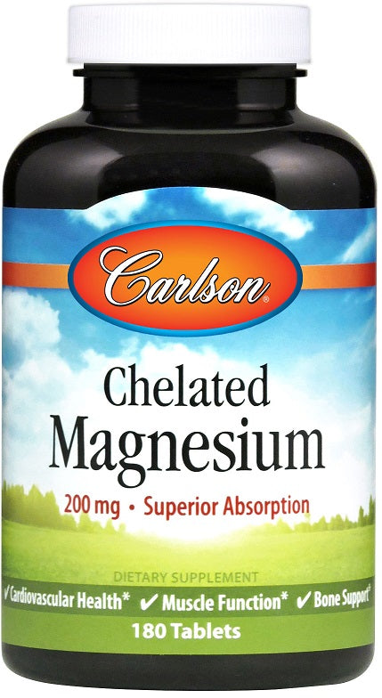 Carlson Labs Chelated Magnesium 200mg, 180 Tablets