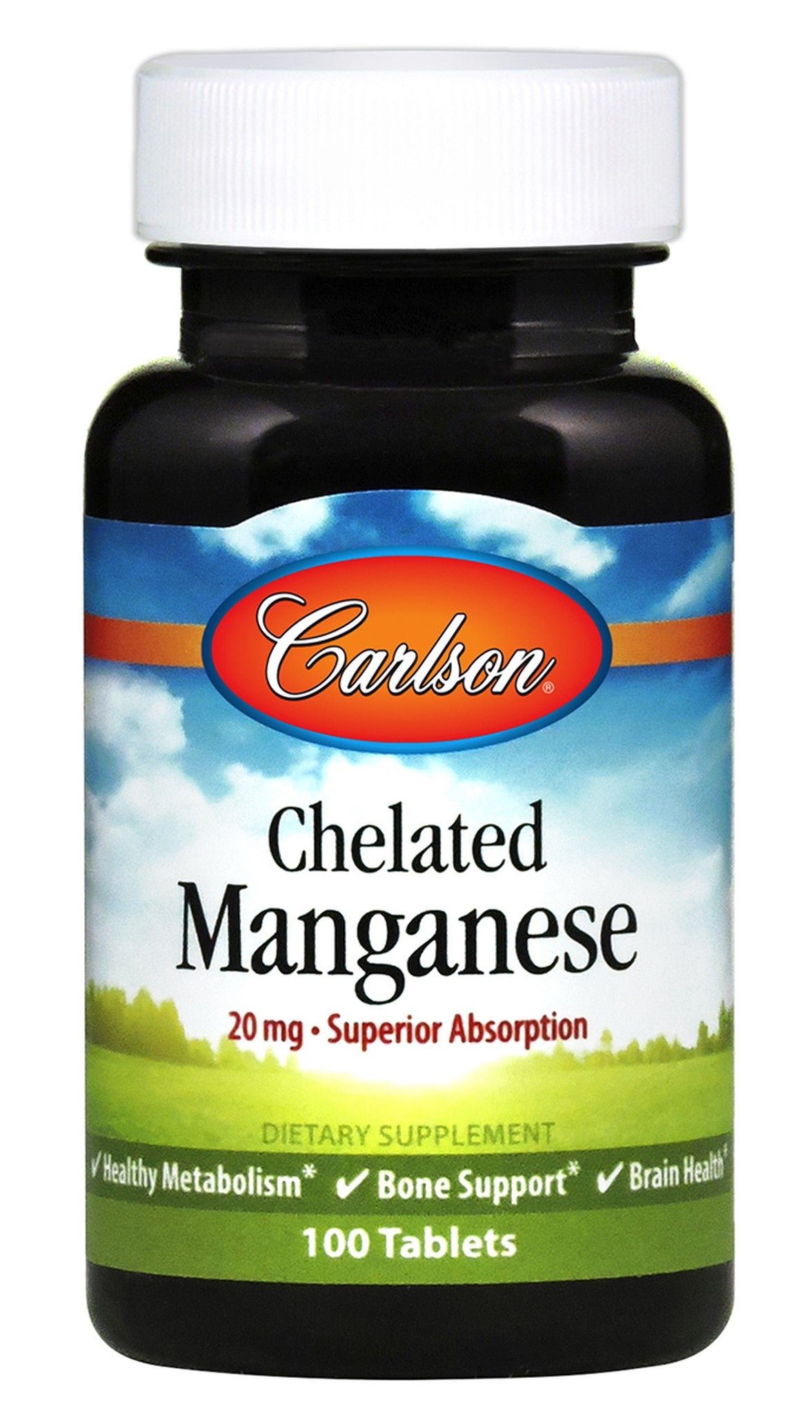 Carlson Labs Chelated Manganese 20mg, 100 Tablets