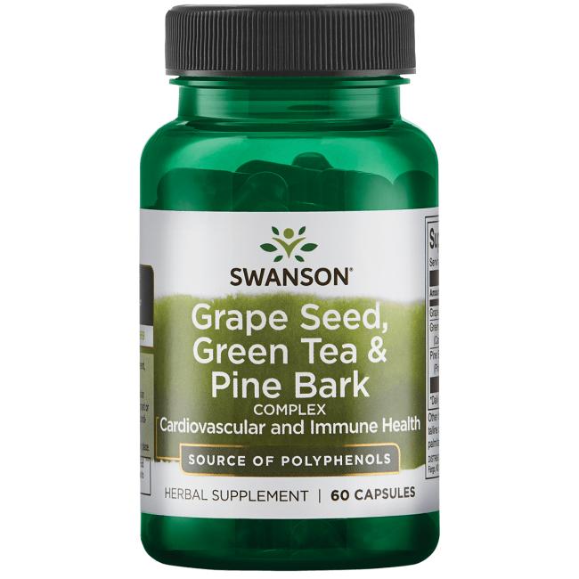 Swanson Grape Seed Green Tea & Pine Bark Complex, 60 Capsules