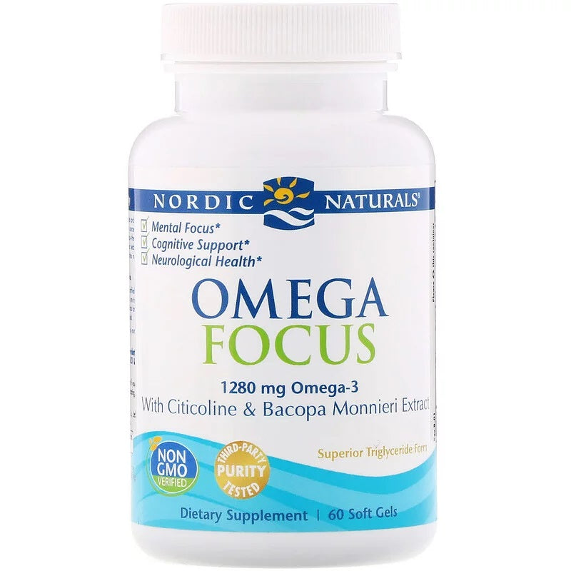 Nordic Naturals Omega Focus with Citicoline & Bacopa Monnieri Extract 1280mg, 60 Softgels