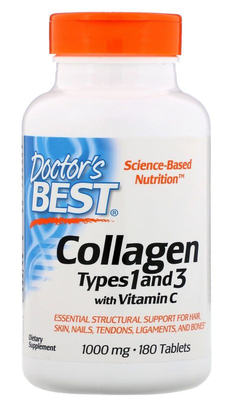 Doctor's Best Collagen Types 1 and 3 with Vitamin C 1000mg, 180 Tablets