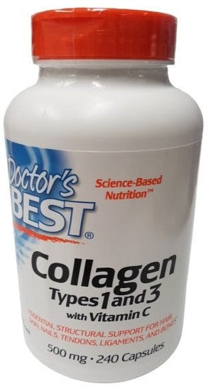 Doctor's Best Collagen Types 1 and 3 with Vitamin C 500mg, 240 Capsules