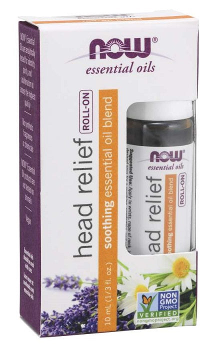Now Foods Essential Oil Head Relief Blend Roll-On, 10 ml.