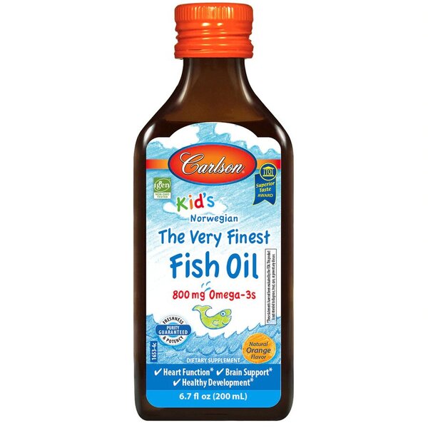Carlson Labs Kid's The Very Finest Fish Oil 800mg Natural Orange, 200 ml.