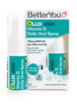 Better You DLux 4000 Daily Vitamin D Oral Spray Natural Peppermint, 15 ml.