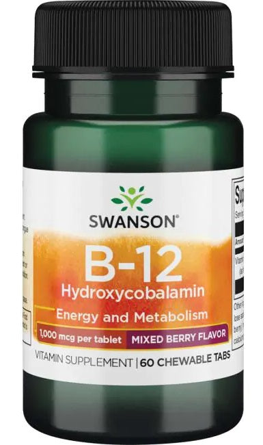 Swanson B-12 Hydroxycobalamin 1000mcg, 60 chewable Tablets