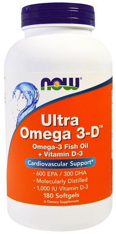 Now Foods Ultra Omega 3-D with Vitamin D-3, 180 Softgels