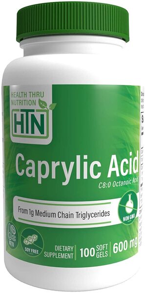 Health Thru Nutrition Caprylic Acid 600mg, 100 Softgels