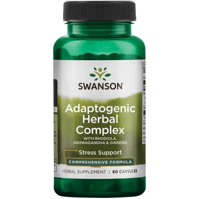 Swanson Adaptogenic Herbal Complex with Rhodiola Ashwagandha & Ginseng, 60 Capsules