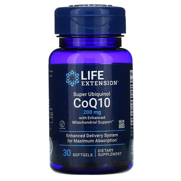 Life Extension Super Ubiquinol CoQ10 with Enhanced Mitochondrial Support 200mg, 30 Softgels
