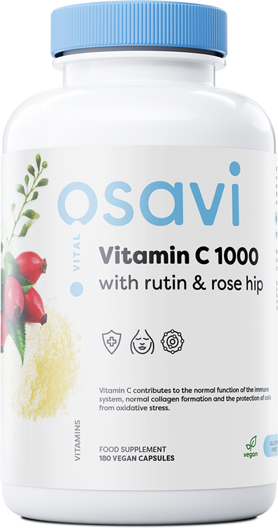 Osavi Vitamin C1000 with Rutin & Rose Hip, 180 vegan Capsules