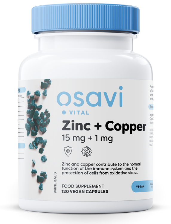 Osavi Zinc + Copper 15mg + 1mg, 120 vegan Capsules