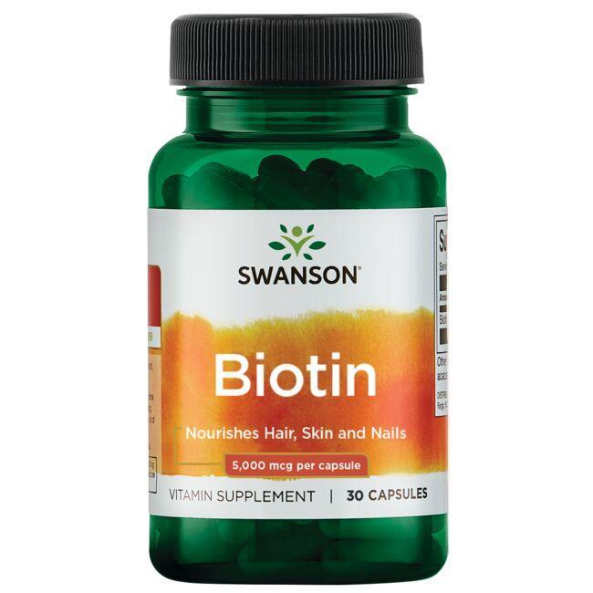 Swanson Biotin 5000mcg, 30 Capsules