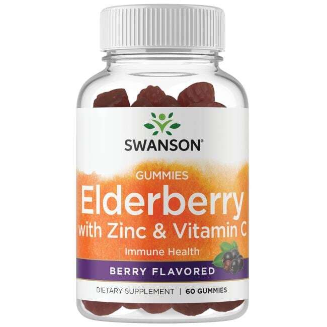 Swanson Elderberry Gummies with Zinc & Vitamin C Berry, 60 gummies