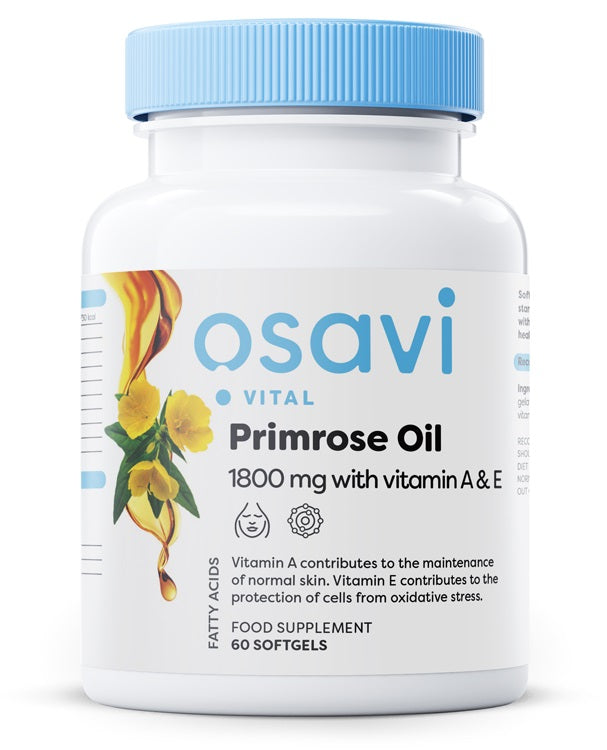 Osavi Primrose Oil with Vitamin A & E 1800 mg, 60 Softgels