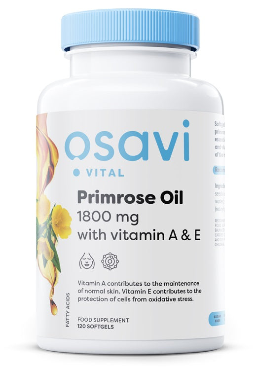Osavi Primrose Oil with Vitamin A & E 1800mg, 120 Softgels