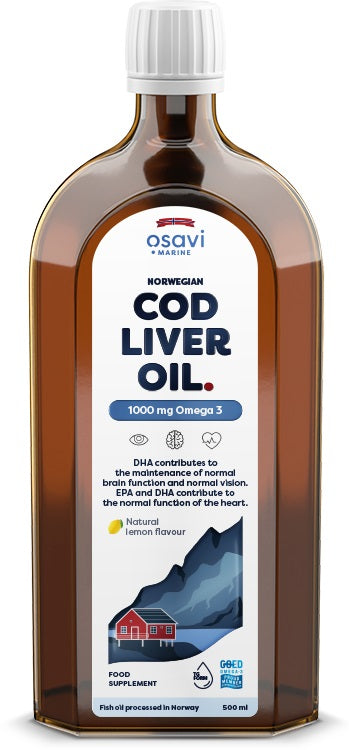 Osavi Norwegian Cod Liver Oil 1000mg Omega 3 (Lemon), 500 ml.