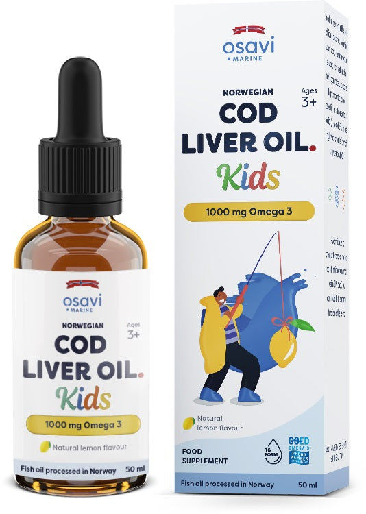 Osavi Norwegian Cod Liver Oil Kids 1000mg Omega 3 (Lemon), 50 ml.