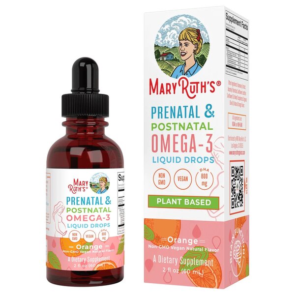 MaryRuth Organics Prenatal & Postnatal Omega-3 Liquid Drops Orange, 60 ml.