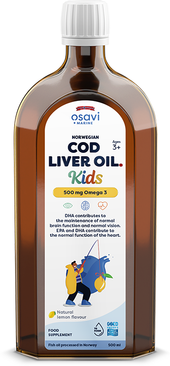 Osavi Norwegian Cod Liver Oil Kids 500mg Omega 3 (Lemon), 500 ml.